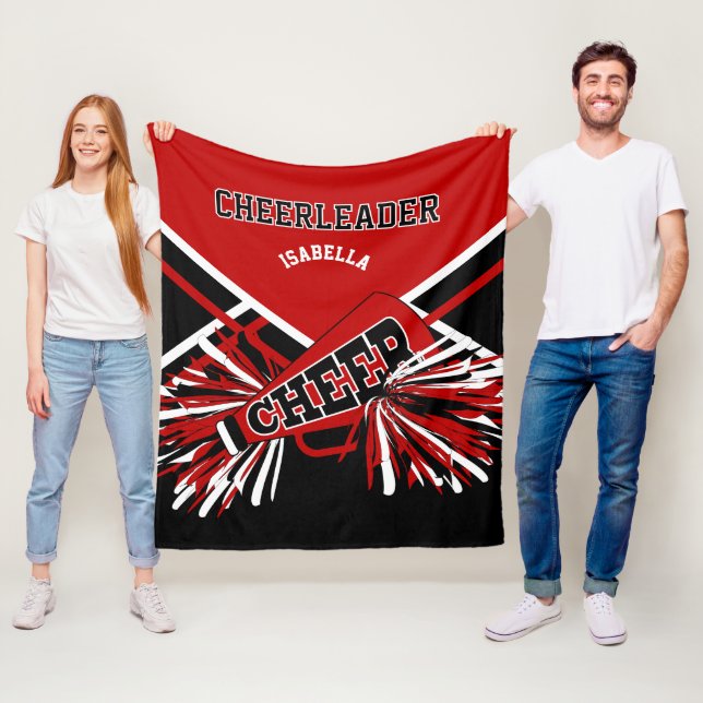 For a Cheerleader 📣- Red, Black & White 2 Fleece Blanket (In Situ)
