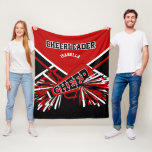 For a Cheerleader 📣- Red, Black & White 2 Fleece Blanket<br><div class="desc">⭐⭐⭐⭐⭐ 5 STAR REVIEW Fleece Blankets. 🥇AN ORIGINAL COPYRIGHT ART DESIGN by Donna Siegrist ONLY AVAILABLE ON ZAZZLE! Featuring a Cheerleader blanket with Pompoms and Megaphone in a Red, white and Black and DIY name. (PLEASE BE SURE TO RESIZE THE GRAPHICS IF NEEDED (THE MEDIUM SIZE) BY CLICKING ON CUSTOMIZE...</div>
