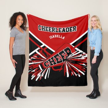 For A Cheerleader 📣- Red  Black & White 2 Fleece Blanket by DesignsbyDonnaSiggy at Zazzle