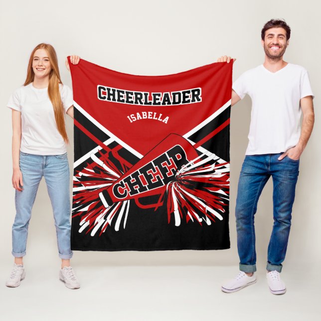 For a Cheerleader 📣- Red, Black & White 2 Fleece Blanket (In Situ)