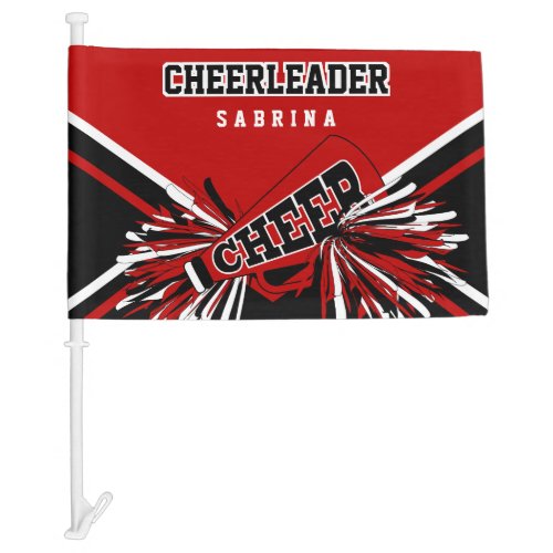 For a Cheerleader _ Red White  Black Car Flag