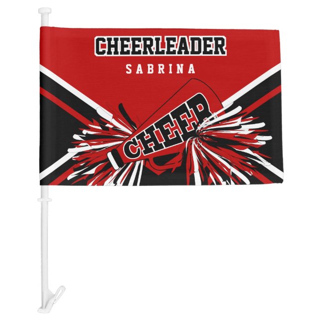 For a Cheerleader - Red, White & Black Car Flag (Front)