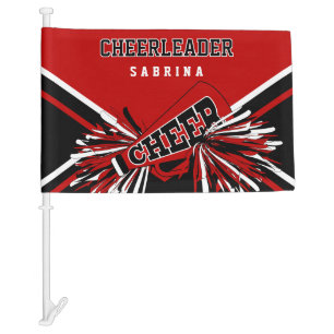 For a Cheerleader - Red, White & Black Car Flag