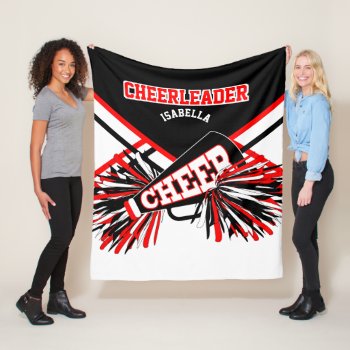 For A Cheerleader 📣 - Red  White & Black Fleece Blanket by DesignsbyDonnaSiggy at Zazzle
