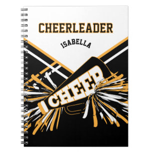 For a Cheerleader - White, Gold and Black Notebook