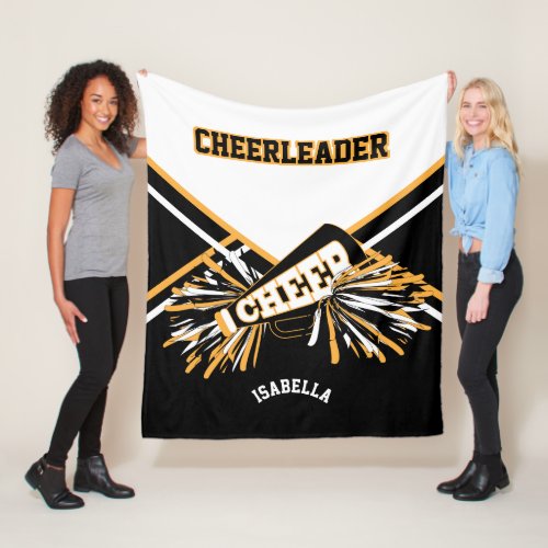 For a  Cheerleader _ White Gold  Black Fleece Blanket