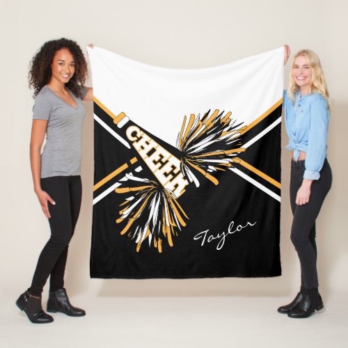 For a  Cheerleader _ White Gold  Black Fleece Blanket