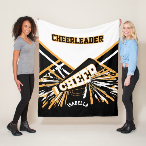For a Cheerleader  _ White Gold  Black Fleece Blanket