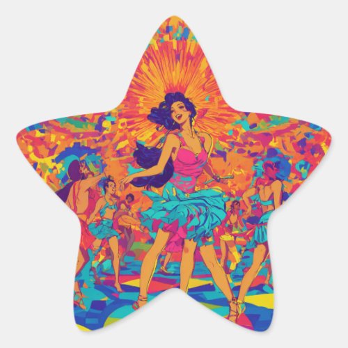 For a colorful drawing design of a dancing girl star sticker