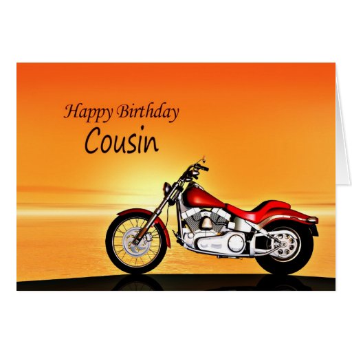 For a Cousin, Motorcycle sunset birthday Card | Zazzle