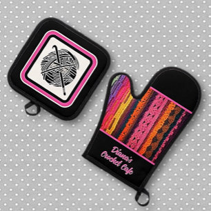 For a Crochet-loving Cook Oven Mitt & Pot Holders Holder Set