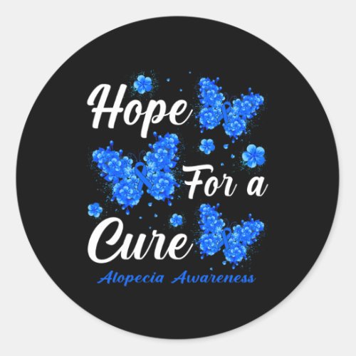For A Cure Alopecia Awareness Butterfly  Classic Round Sticker