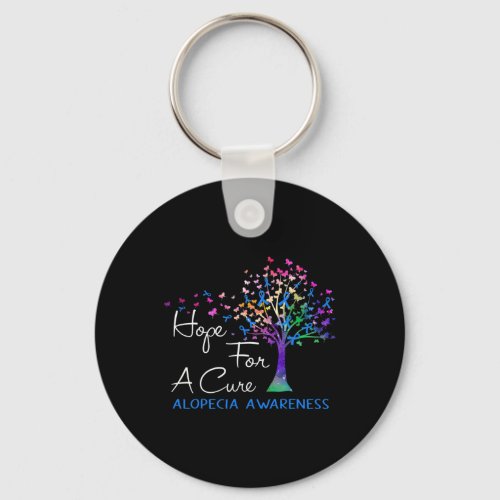 For A Cure Alopecia Awareness Tree Ribbon  Keychain