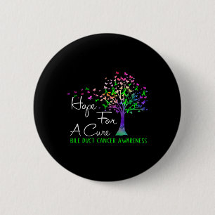 For A Cure Bile Duct Cancer Awareness Tree Ribbon Button