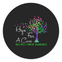 For A Cure Bile Duct Cancer Awareness Tree Ribbon  Classic Round Sticker