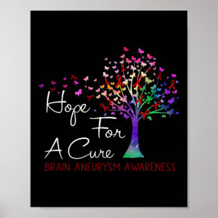 For A Cure Brain Aneurysm Awareness Tree Ribbon Poster