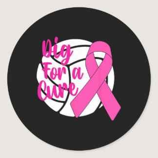 For A Cure Breast Cancer Awareness Volleyball Pink Classic Round Sticker