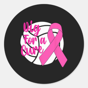 For A Cure Breast Cancer Awareness Volleyball Pink Classic Round Sticker