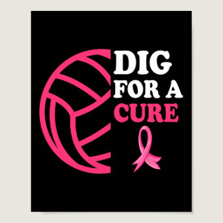 For A Cure Breast Cancer Awareness Volleyball Pink Poster