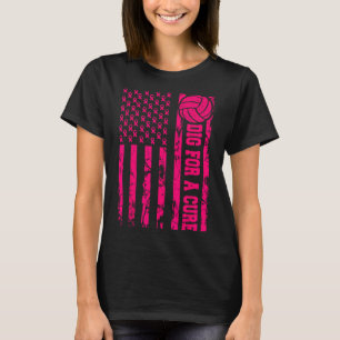 For A Cure Breast Cancer Volleyball Pink American T-Shirt