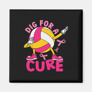 For A Cure Dabbing Pink Volleyball Breast Cancer S Magnet