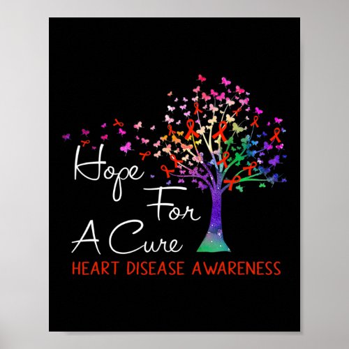 For A Cure Heart Disease Awareness Tree Ribbon  Poster