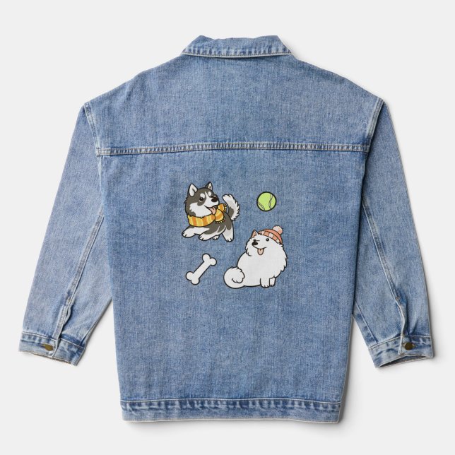 For a dog lover denim jacket (Back)