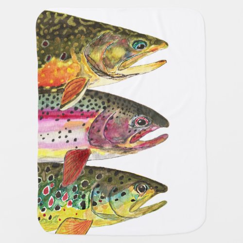 For a Future Fishing Fan  3 Big Trout Swaddle Blanket