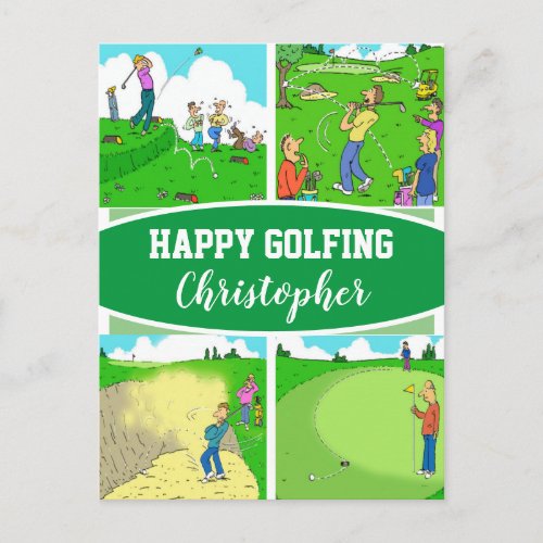 For a Golfer or Golf Player Happy Golfing Message Postcard