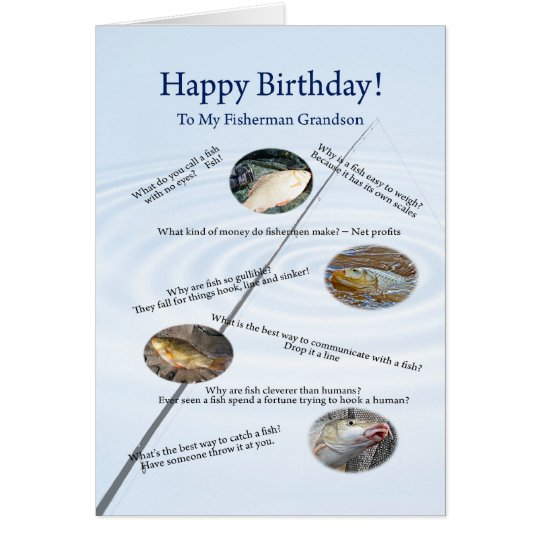 For a grandson, Fishing jokes birthday card