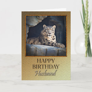 For a husband a Birthday with a snow leopard Card