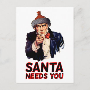 For a military USA, Happy Christmas: Funny Santa Holiday Postcard