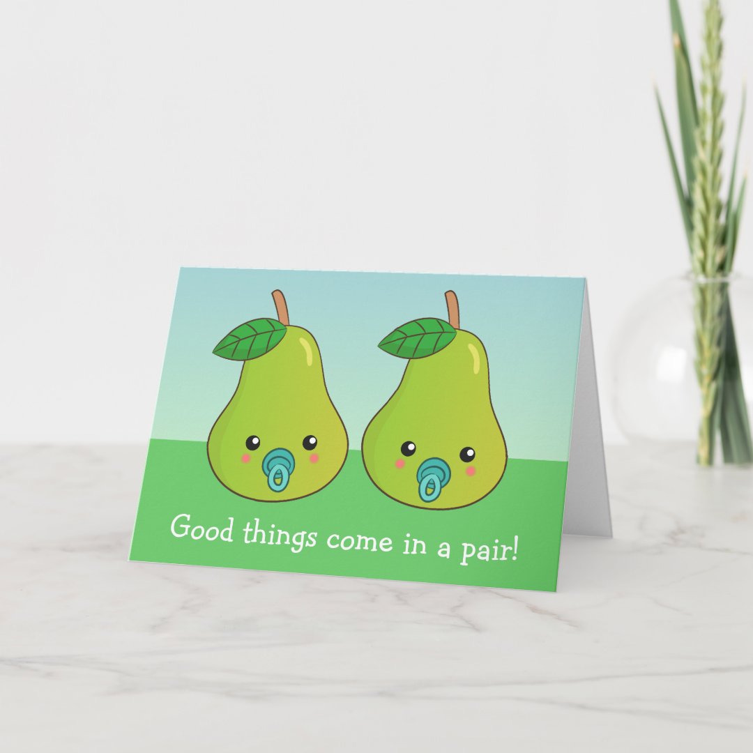 For a mother of twins A cute pair of pears Card Zazzle