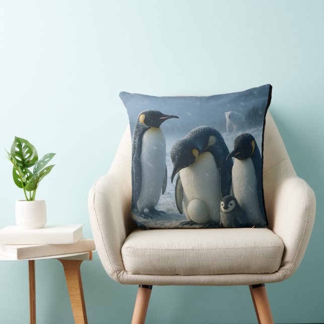 For a penguin family and chick Arctic Winter throw Pillow (Chair)