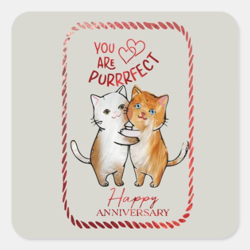 For a  Purrfect couple on anniversary Square Sticker
