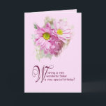 For a sister, a birthday card with daisies<br><div class="desc">A birthday card for a sister,  A really elegant card to give to a beautiful lady. Daisy flowers with a stunning art effect.</div>