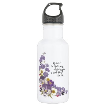 For A Sister Water Bottle by SimoneSheppardDesign at Zazzle