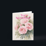 For a Special Friend Pink Red Roses Birthday Card<br><div class="desc">For a Special Friend Pink Yellow Roses Birthday</div>