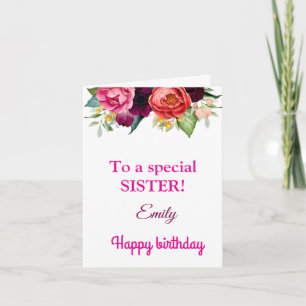 For a Special Sister Pink Red Roses Birthday Card