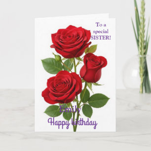 For a Special Sister Pink Yellow Roses Birthday Card