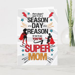for a Super Mom Comic Book Theme Mothers Day Holiday Card