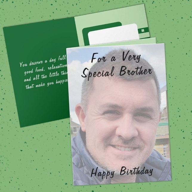 For a very special brother photo green birthday card (Creator Uploaded)