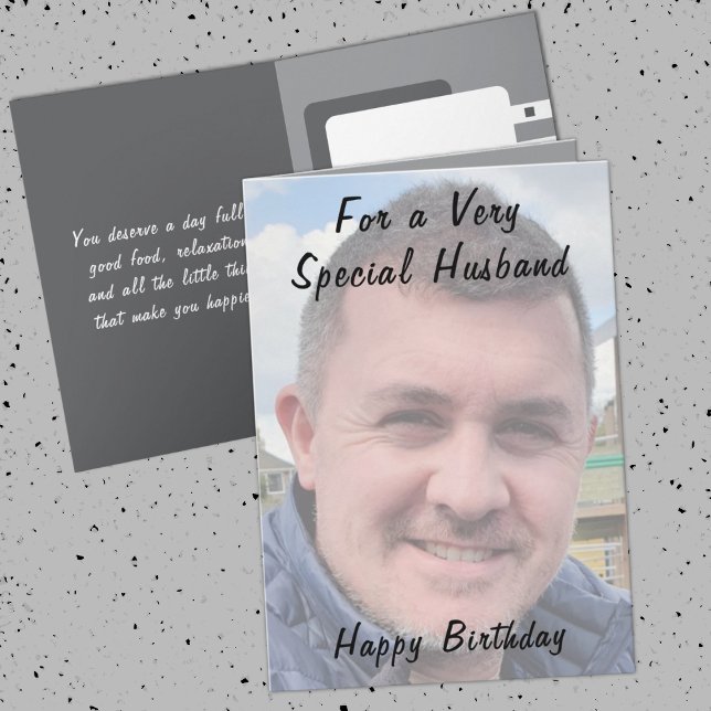 For a very special husband photo grey birthday card (Creator Uploaded)