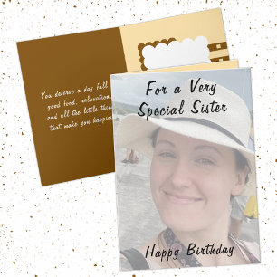 For a very special sister photo brown birthday card