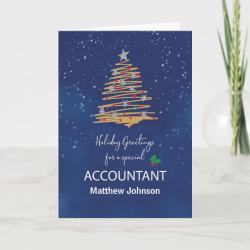 For Accountant Christmas Tree Customizable Name Card