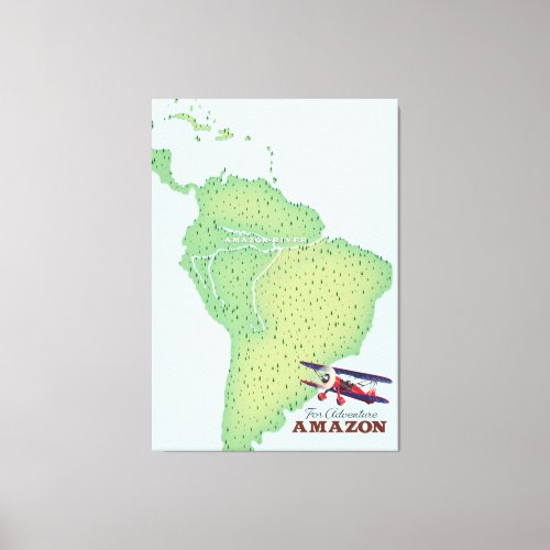 For Adventure Amazon rainforest Brazil map Canvas Print