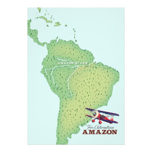 For Adventure Amazon rainforest Brazil map Photo Print
