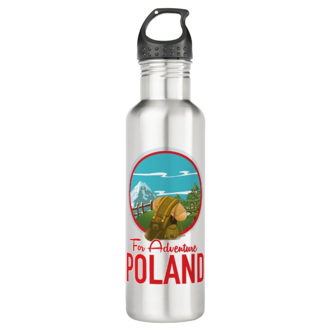 For Adventure Poland Travel logo Stainless Steel Water Bottle (Front)