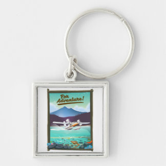 For Adventure! Sea plane travel poster Keychain