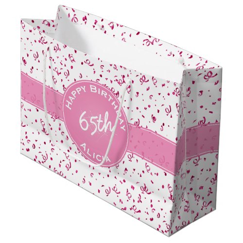 For all Ages  Birthday _ Pink and White Confetti Large Gift Bag